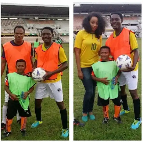 AY, Fred Amata, Osita Iheme (Paw-Paw) and others training for novelty football match